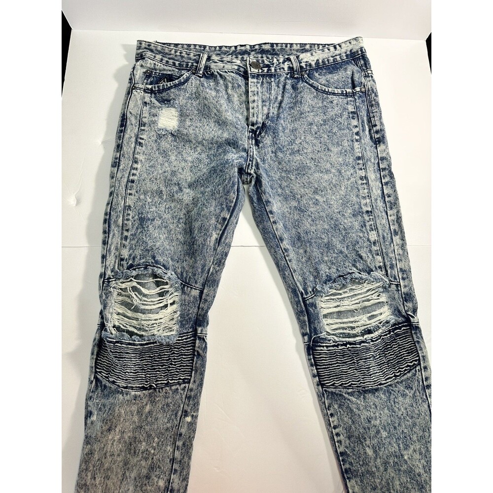 DNM COLLECTION ORIGINAL Distressed MOTO JEANS Size 36 Zip Legs